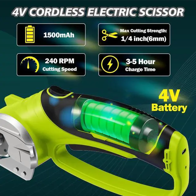 Alt view image 3 of 5 - Cordless Electric Scissors, 4V Rechargeable Box Cutter & Cardboard Cutter with LED Light, Safety Lock - Rotary Cutter for Fabric, Leather, Carpet, Plastic, Crafting, Sewing with Storage Box (Green)
