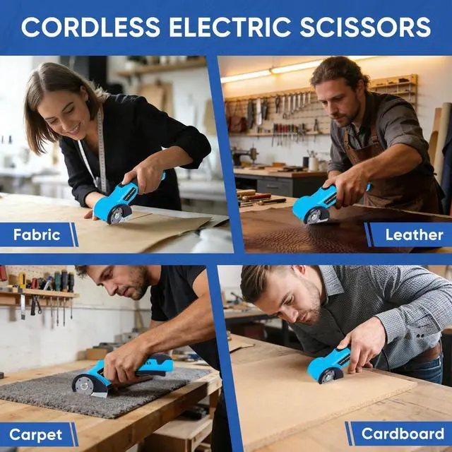 Alt view image 5 of 7 - Upgraded Cordless Electric Scissors, Cardboard Cutter Electric 4.2V 360RPM 2000mAh, Rechargeable Electric Scissors for Cardboard,For Thin Cardboard Box Carpet Leather,Paper,Fabric,Carpet,Plastic