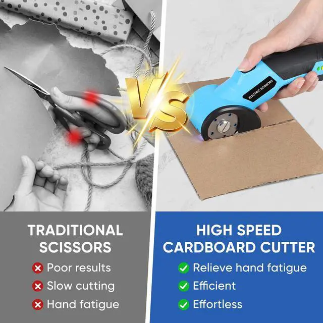 Alt view image 4 of 7 - Upgraded Cordless Electric Scissors, Cardboard Cutter Electric 4.2V 360RPM 2000mAh, Rechargeable Electric Scissors for Cardboard,For Thin Cardboard Box Carpet Leather,Paper,Fabric,Carpet,Plastic