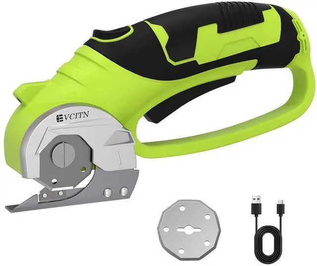 Main image of Cordless Electric Scissors,4V Rechargeable Electric Box Cutter for Cardboard, Heavy Duty Cardboard Cutter for Fabric,Rotary Cutter with LED Light for Crafts Leather, Plastic or Carpet,Green