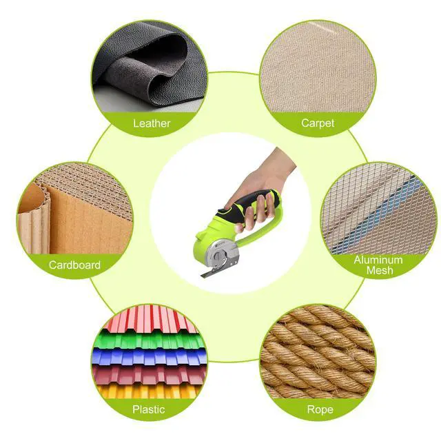 Alt view image 6 of 7 - Cordless Electric Scissors,4V Rechargeable Electric Box Cutter for Cardboard, Heavy Duty Cardboard Cutter for Fabric,Rotary Cutter with LED Light for Crafts Leather, Plastic or Carpet,Green