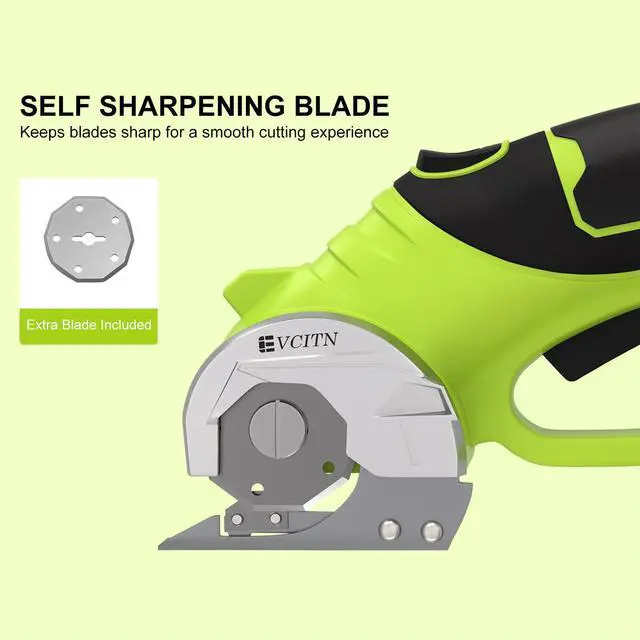 Alt view image 2 of 7 - Cordless Electric Scissors,4V Rechargeable Electric Box Cutter for Cardboard, Heavy Duty Cardboard Cutter for Fabric,Rotary Cutter with LED Light for Crafts Leather, Plastic or Carpet,Green
