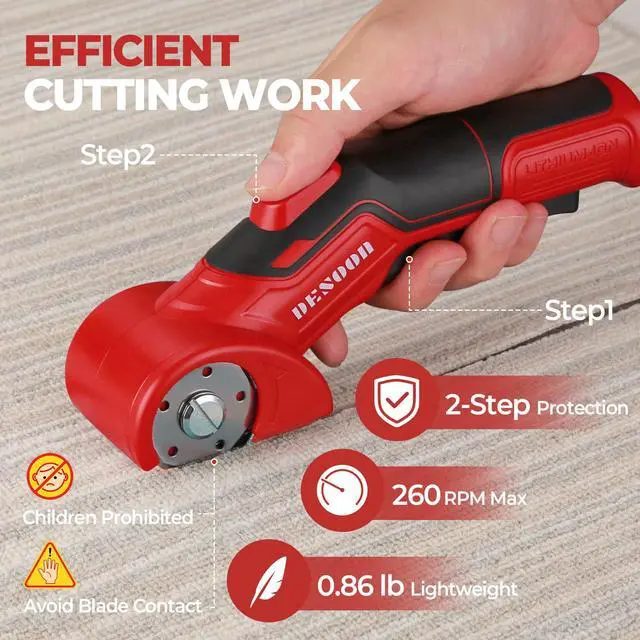 Alt view image 2 of 7 - Cordless Electric Scissors Cardboard Cutter, 4V Electric Box Cutter with Safety Lock, Ergonomic Carpet Cutter for Effortless Cutting of Cardboard, Fabric, Plastic, Leather and Package