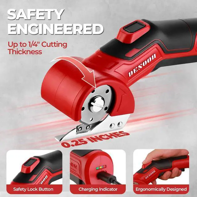 Alt view image 4 of 7 - Cordless Electric Scissors Cardboard Cutter, 4V Electric Box Cutter with Safety Lock, Ergonomic Carpet Cutter for Effortless Cutting of Cardboard, Fabric, Plastic, Leather and Package
