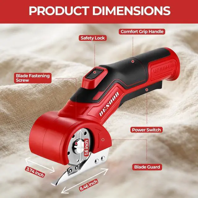 Alt view image 6 of 7 - Cordless Electric Scissors Cardboard Cutter, 4V Electric Box Cutter with Safety Lock, Ergonomic Carpet Cutter for Effortless Cutting of Cardboard, Fabric, Plastic, Leather and Package
