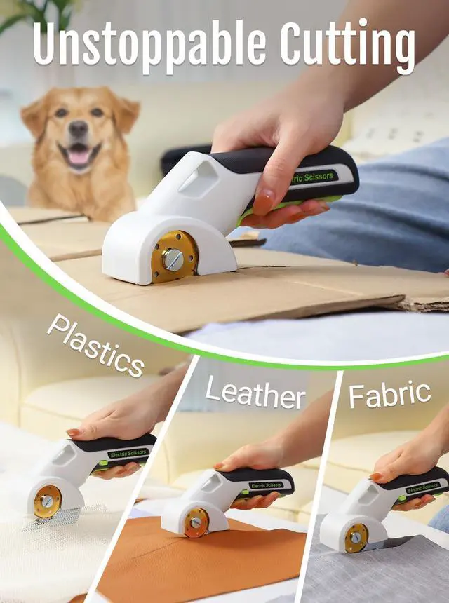 Alt view image 4 of 7 - 2026 NEW 4V Cordless Electric Cutting Tools, Cardboard Cutter with 2 Titanium Blade Accessories, Safety Lock, Rotary Cutter for Cardboard,Gifts for Men&Women - Bright White