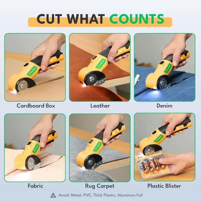 Alt view image 6 of 7 - High Speed Cardboard Cutter, Cordless Electric Scissors for Cardboard Fabric Carpet, Automatic Electric Box Cutter with Safety Lock - Rechargeable Battery, Heavy Duty Power, Rotary Cutting