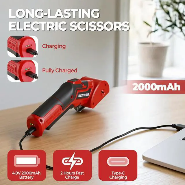 Alt view image 7 of 7 - Cordless Electric Scissors Cardboard Cutter, 4V Electric Box Cutter with Safety Lock, Ergonomic Carpet Cutter for Effortless Cutting of Cardboard, Fabric, Plastic, Leather and Package