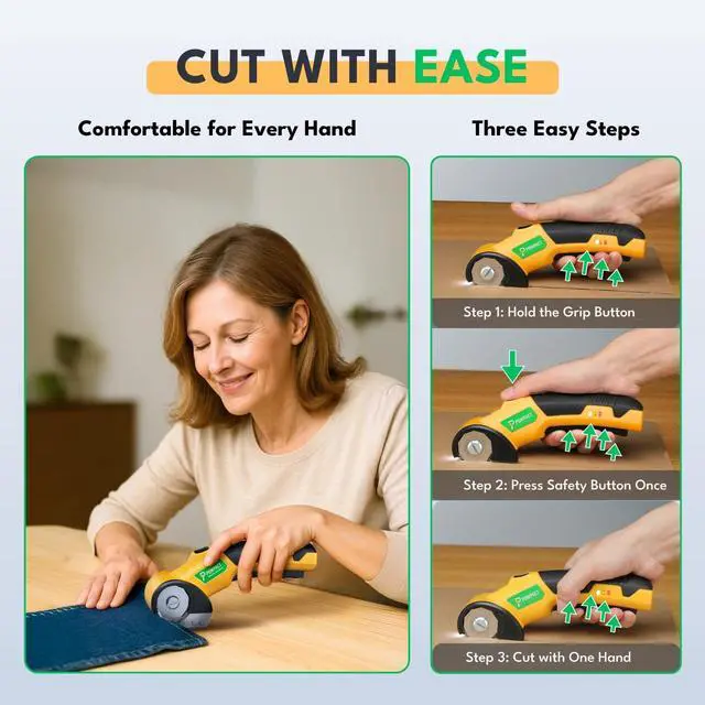 Alt view image 7 of 7 - High Speed Cardboard Cutter, Cordless Electric Scissors for Cardboard Fabric Carpet, Automatic Electric Box Cutter with Safety Lock - Rechargeable Battery, Heavy Duty Power, Rotary Cutting