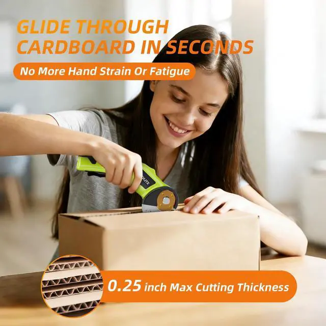 Alt view image 7 of 7 - Cordless Electric Scissors, Cardboard Cutter with LED Light, 4V Rechargeable Electric Box Cutter, 2 SKS7 Blade, Suitable for Cloth, Cardboard, Leather, Plastic, Fabric (Green)