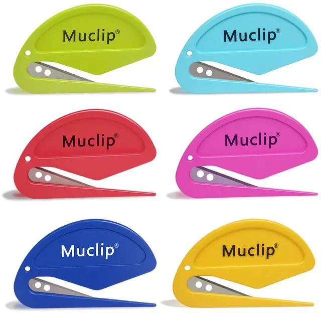 Main image of 6 Pack Safety Letter Opener - Ergonomic ABS Grip,Hidden Stainless Steel Blade,Fast Slitter/Opener for Envelopes,Mail,Packages & More,Ideal for Office,Home & Business (6 Colors)