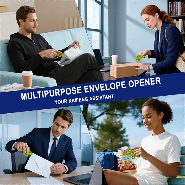 Alt view image 3 of 6 - 6 Pack Safety Letter Opener - Ergonomic ABS Grip,Hidden Stainless Steel Blade,Fast Slitter/Opener for Envelopes,Mail,Packages & More,Ideal for Office,Home & Business (6 Colors)