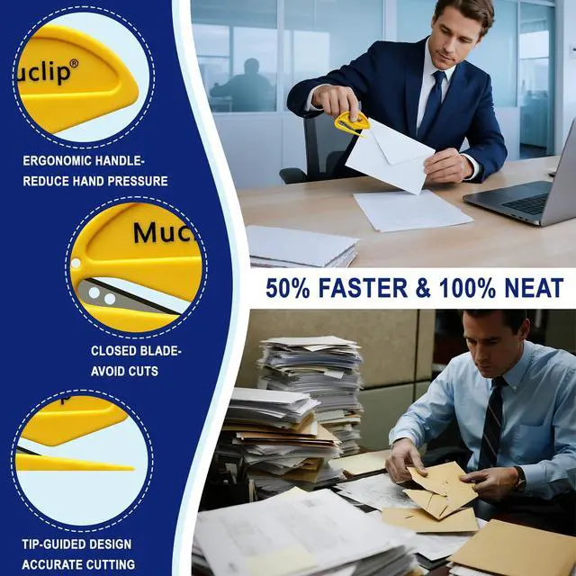 Alt view image 5 of 6 - 6 Pack Safety Letter Opener - Ergonomic ABS Grip,Hidden Stainless Steel Blade,Fast Slitter/Opener for Envelopes,Mail,Packages & More,Ideal for Office,Home & Business (6 Colors)