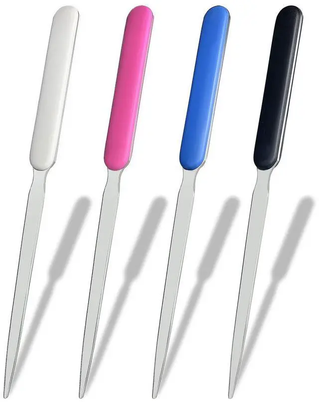 Main image of 4 Pack Office Letter Opener, Stainless Steel Knife-Edge Blade Envelope Openers, Lightweight Mail Slitter with Ergonomic Grip Handle for Home and Office Use, Mixed Colors