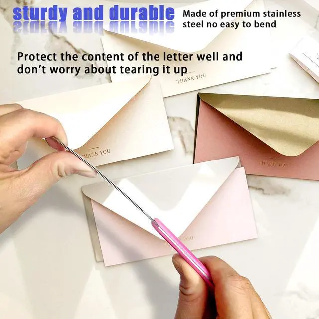 Alt view image 5 of 6 - 4 Pack Office Letter Opener, Stainless Steel Knife-Edge Blade Envelope Openers, Lightweight Mail Slitter with Ergonomic Grip Handle for Home and Office Use, Mixed Colors