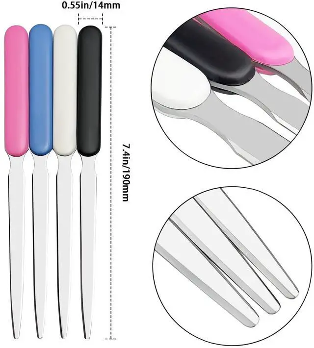 Alt view image 4 of 6 - 4 Pack Office Letter Opener, Stainless Steel Knife-Edge Blade Envelope Openers, Lightweight Mail Slitter with Ergonomic Grip Handle for Home and Office Use, Mixed Colors