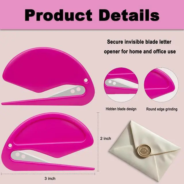 Alt view image 3 of 6 - 6 Pack Letter Opener Envelope Slitter Envelope Opener for Women Men,Office Worker,Graduate Students,Home,Office,Postal.Mail Opener with Safety Concealed Sharp Blade Neatly Opened Without Damage