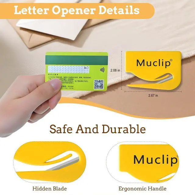 Alt view image 2 of 7 - 4 Pack Letter Opener Set - Invisible Blade,Envelope Opener for Mail,Parcels,Wrapping Paper,Office and Home Use, Ergonomic ABS Plastic Multi-Purpose Envelope Slitter Tool
