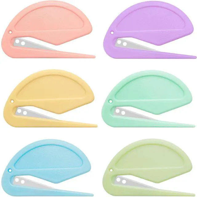 Main image of 6 Pack Macarons Envelope Opener - Letter Opener Envelope Slitter with Safety Concealed Sharp Blade for Women,Men,Office Worker,Graduate Students.Mail Opener for Home,Office,Postal