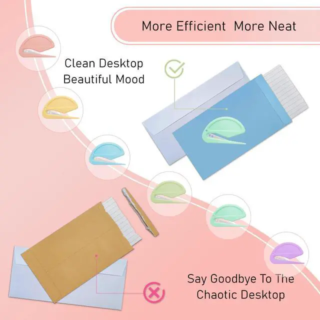 Alt view image 3 of 6 - 6 Pack Macarons Envelope Opener - Letter Opener Envelope Slitter with Safety Concealed Sharp Blade for Women,Men,Office Worker,Graduate Students.Mail Opener for Home,Office,Postal