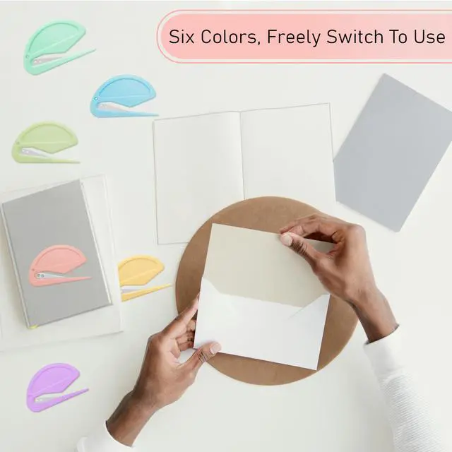 Alt view image 5 of 6 - 6 Pack Macarons Envelope Opener - Letter Opener Envelope Slitter with Safety Concealed Sharp Blade for Women,Men,Office Worker,Graduate Students.Mail Opener for Home,Office,Postal