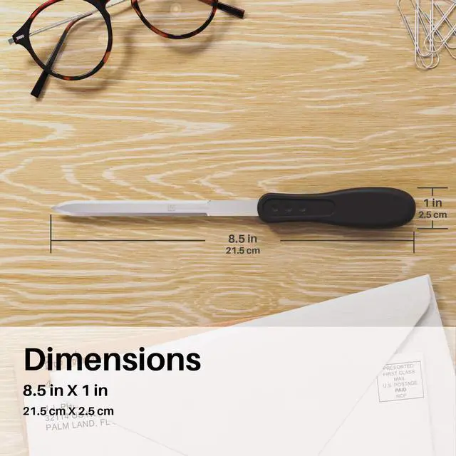 Alt view image 5 of 6 - Office Letter Opener - Stainless Steel Knife-Edge Blade, Ergonomic Grip Handle (Black, 1 Pieces)