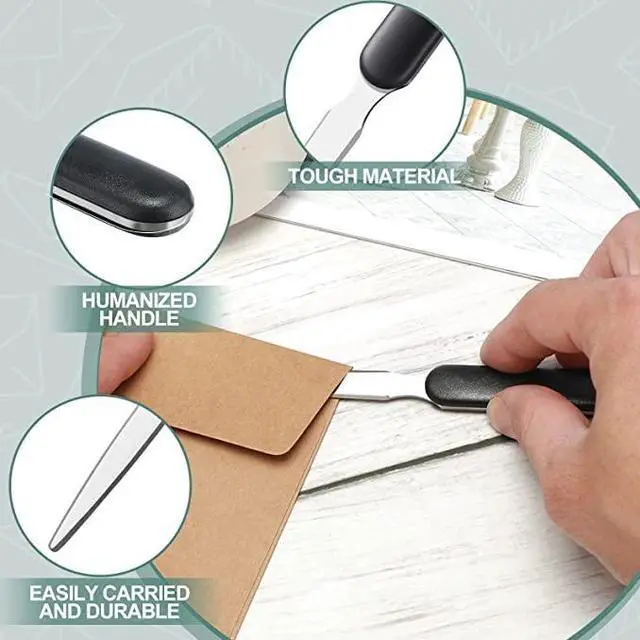 Alt view image 3 of 6 - 3pcs Office Letter Opener, Stainless Steel Knife-Edge Blade Envelope Openers, Lightweight Mail Slitter with Ergonomic Grip Handle for Home and Office Use, Mixed Colors