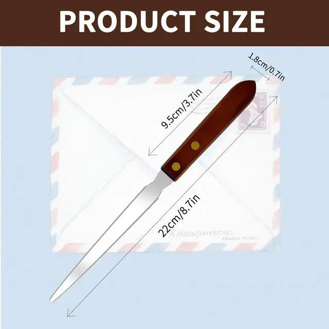 Alt view image 2 of 7 - 2Pcs Letter Openers with Wood Handle, Stainless Steel Letter Opener Envelope Slitter Hand Mail Opener Tool Letter Knives for Office Home School Box Supplies