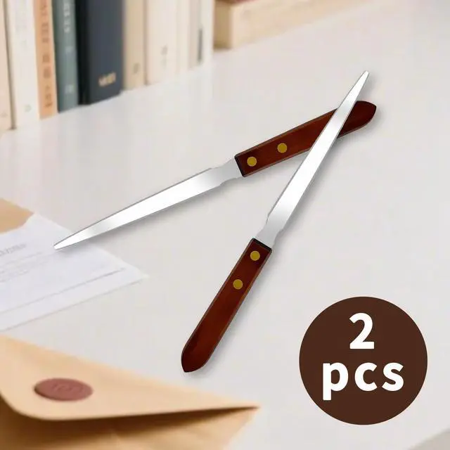 Alt view image 3 of 7 - 2Pcs Letter Openers with Wood Handle, Stainless Steel Letter Opener Envelope Slitter Hand Mail Opener Tool Letter Knives for Office Home School Box Supplies