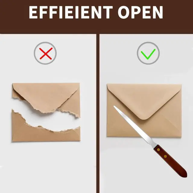 Alt view image 5 of 7 - 2Pcs Letter Openers with Wood Handle, Stainless Steel Letter Opener Envelope Slitter Hand Mail Opener Tool Letter Knives for Office Home School Box Supplies