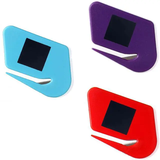 Main image of Magnetic Letter Openers - 3 Pack Envelope Slitter & Cutter, Mail Opener Blade with Magnet, Letter Opener for Women - Purple, Red, Lake Blue