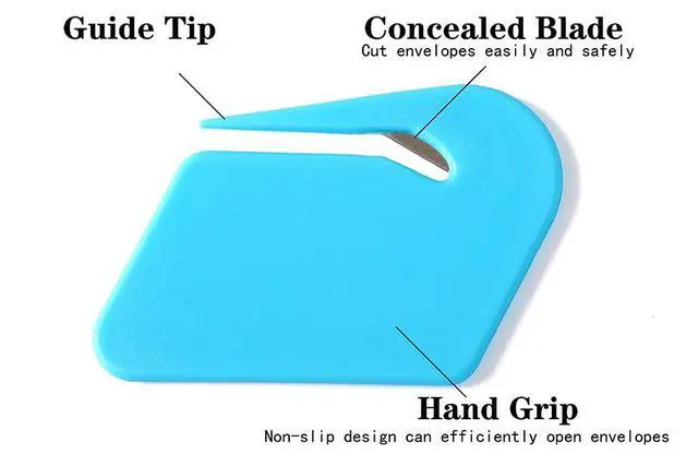 Alt view image 3 of 3 - Magnetic Letter Openers - 3 Pack Envelope Slitter & Cutter, Mail Opener Blade with Magnet, Letter Opener for Women - Purple, Red, Lake Blue