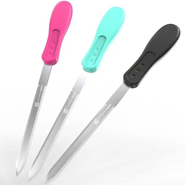 Main image of Office Letter Opener - Stainless Steel Knife-Edge Blade, Ergonomic Grip Handle (Mixed Colors, 3 Pieces)