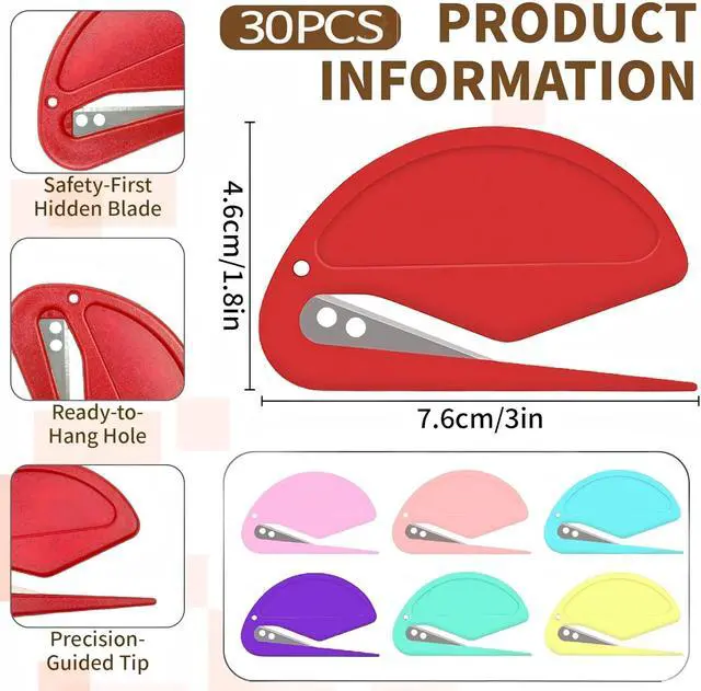 Alt view image 2 of 6 - 30 Pack Letter Openers Envelope Slitter, Razor Blade Plastic Mail Openers for Office and Home Supplies, Durable and Easy to Use, Bulk