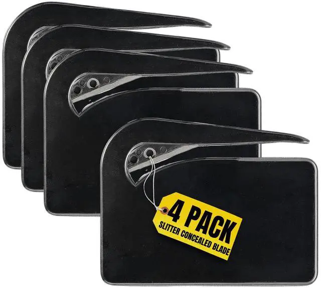 Main image of Letter Opener, Envelope Opener Slitter Concealed Blade, Black 4 Pack
