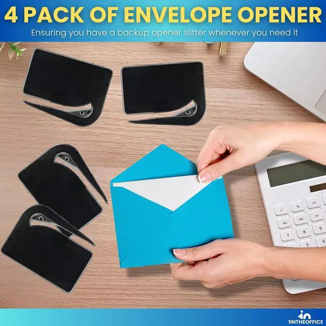 Alt view image 6 of 7 - Letter Opener, Envelope Opener Slitter Concealed Blade, Black 4 Pack