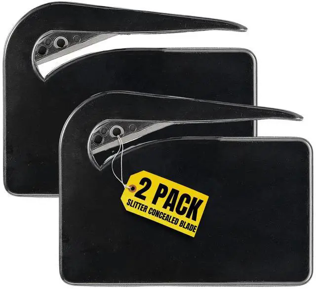 Main image of Letter Opener, Envelope Opener Slitter Concealed Blade, Black 2 Pack