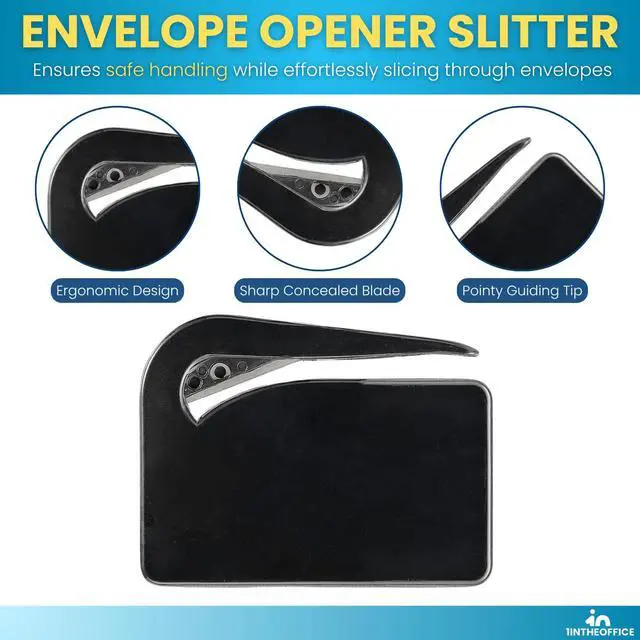 Alt view image 3 of 7 - Letter Opener, Envelope Opener Slitter Concealed Blade, Black 2 Pack