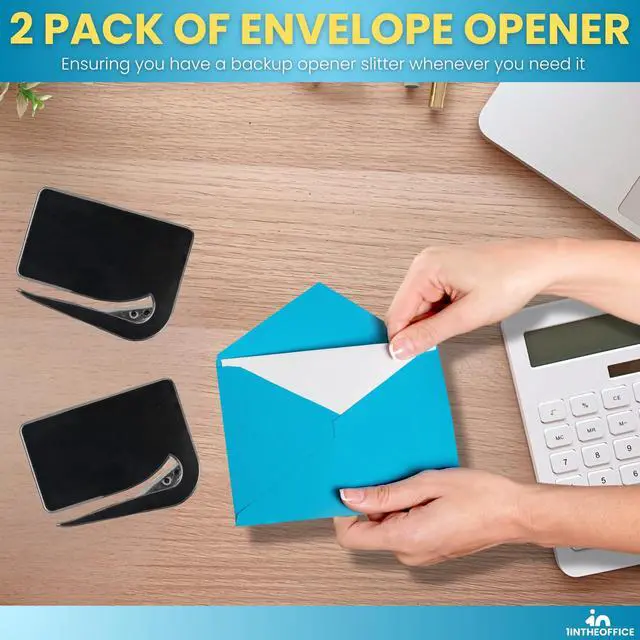 Alt view image 6 of 7 - Letter Opener, Envelope Opener Slitter Concealed Blade, Black 2 Pack