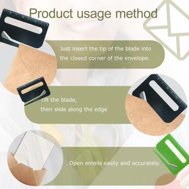 Alt view image 4 of 6 - 6Pcs Letter OpenerLetter Opener Envelope Slitter with Concealed Blade, Scale and Magnifying GlassSuitable for Office Workers and Students to Open Envelopes.