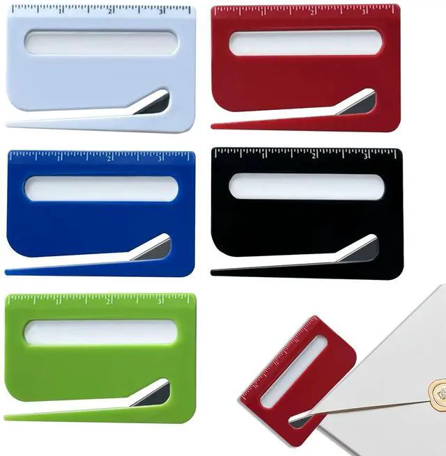 Main image of 5Pcs Letter Opener Envelope Slitter,Mail Opener Tool,Envelope Opener Slitter,Envelope Opener for Office,Wrapping Paper Cutter with Hidden Blade, Package Opening Tool with Scale and Magnifying Glass