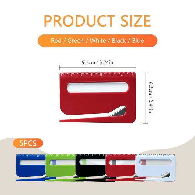 Alt view image 2 of 6 - 5Pcs Letter Opener Envelope Slitter,Mail Opener Tool,Envelope Opener Slitter,Envelope Opener for Office,Wrapping Paper Cutter with Hidden Blade, Package Opening Tool with Scale and Magnifying Glass