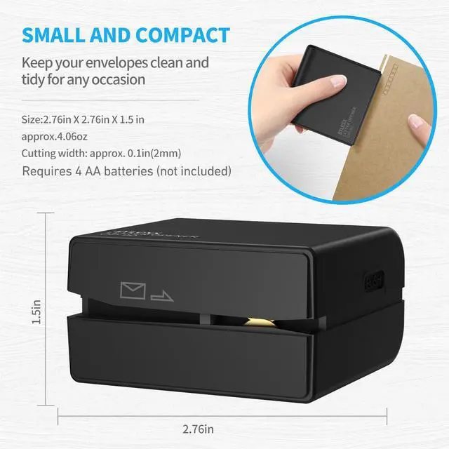 Alt view image 5 of 7 - Battery Operated Electric Letter Opener - Letter Openers Envelope Slitter, Envelope Opener, Mail Opener, Universal Envelope Efficient Letter Opener Tool for Office, Home (Black)