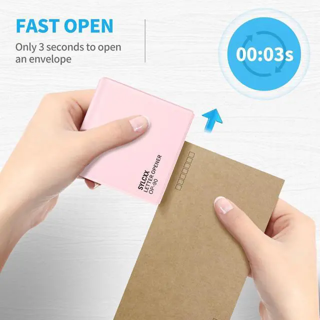 Alt view image 3 of 6 - Battery Operated Electric Letter Opener - Letter Openers Envelope Slitter, Envelope Opener, Mail Opener, Universal Envelope Efficient Letter Opener Tool for Office, Home (Pink)