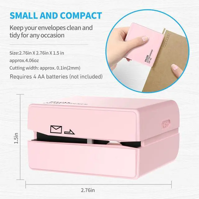 Alt view image 5 of 6 - Battery Operated Electric Letter Opener - Letter Openers Envelope Slitter, Envelope Opener, Mail Opener, Universal Envelope Efficient Letter Opener Tool for Office, Home (Pink)