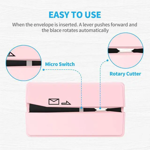 Alt view image 6 of 6 - Battery Operated Electric Letter Opener - Letter Openers Envelope Slitter, Envelope Opener, Mail Opener, Universal Envelope Efficient Letter Opener Tool for Office, Home (Pink)