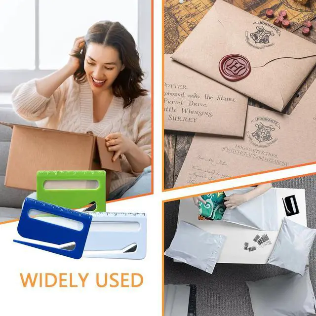 Alt view image 3 of 6 - 5Pcs Letter Opener Envelope Slitter,Mail Opener Tool,Envelope Opener Slitter,Envelope Opener for Office,Wrapping Paper Cutter with Hidden Blade, Package Opening Tool with Scale and Magnifying Glass