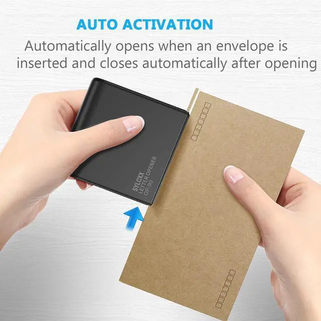 Alt view image 5 of 6 - Battery Operated Electric Letter Opener - 2PCS Letter Openers Envelope Slitter, Envelope Opener, Mail Opener, Universal Envelope Efficient Letter Opener Tool for Office, Home (Black)