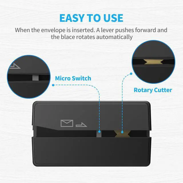 Alt view image 6 of 6 - Battery Operated Electric Letter Opener - 2PCS Letter Openers Envelope Slitter, Envelope Opener, Mail Opener, Universal Envelope Efficient Letter Opener Tool for Office, Home (Black)