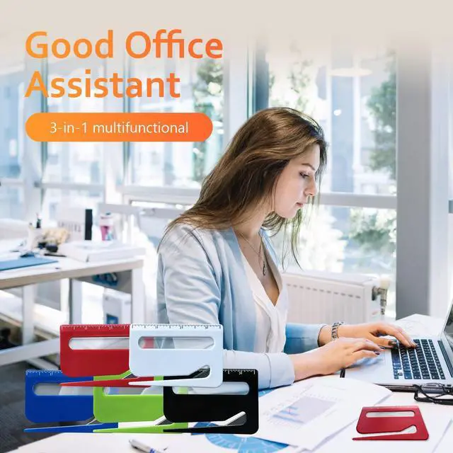 Alt view image 5 of 6 - 5Pcs Letter Opener Envelope Slitter,Mail Opener Tool,Envelope Opener Slitter,Envelope Opener for Office,Wrapping Paper Cutter with Hidden Blade, Package Opening Tool with Scale and Magnifying Glass